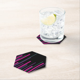 Diagonals - Pink, Purple, Blue and Black Paper Coaster