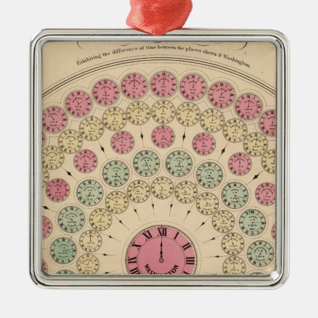 Diagram Exhibiting the difference of time Metal Tree Decoration (Front)