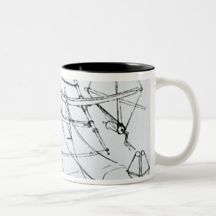 Diagram of a mechanical wing Two-Tone coffee mug