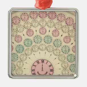 Diagram of difference of time between places metal tree decoration