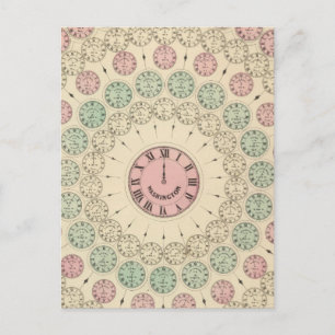 Diagram of difference of time between places postcard