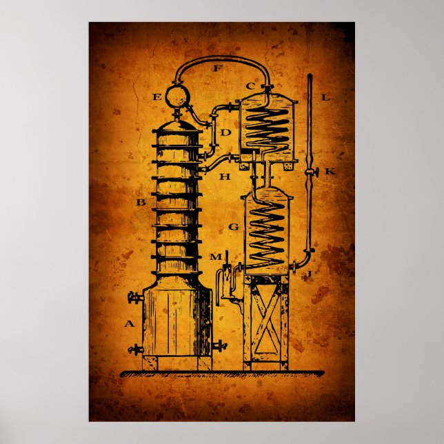 DIAGRAM of VINTAGE LIQUOR STILL Poster (Front)