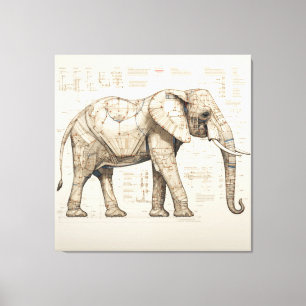 Diagrammatic African Elephant Canvas Print 