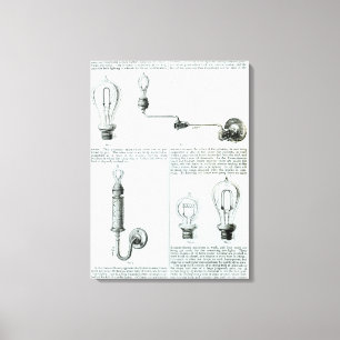 Diagrams of lightbulbs and their brackets canvas print