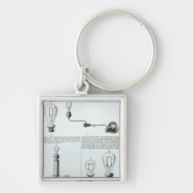 Diagrams of lightbulbs and their brackets key ring (Front)