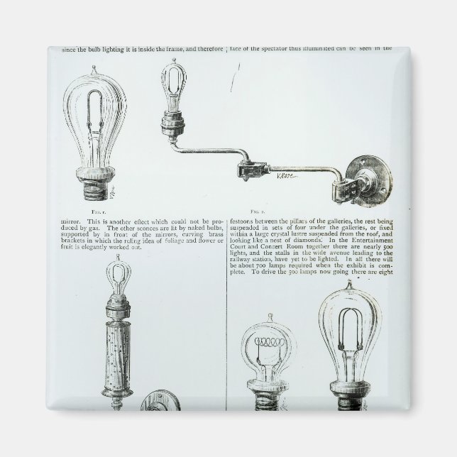 Diagrams of lightbulbs and their brackets magnet (Front)