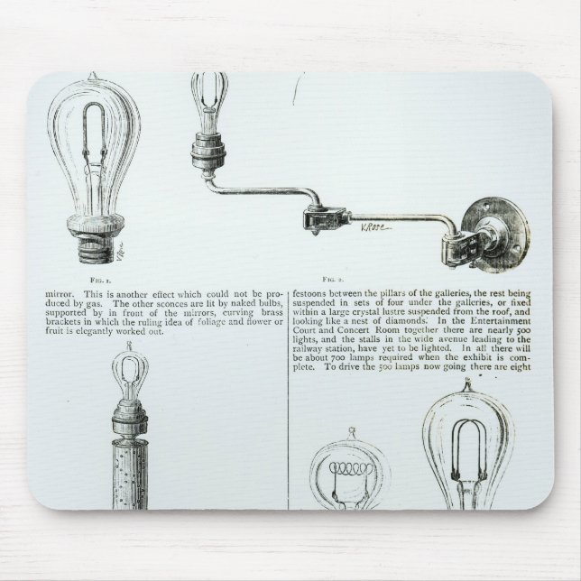 Diagrams of lightbulbs and their brackets mouse mat (Front)