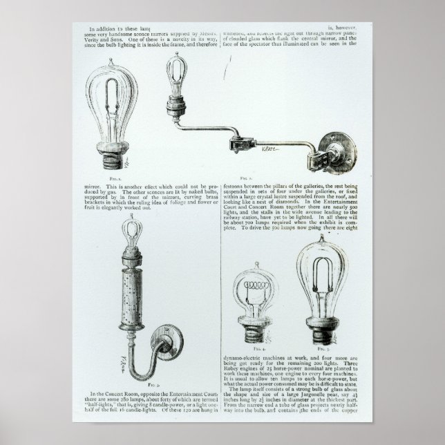 Diagrams of lightbulbs and their brackets poster (Front)