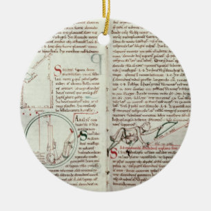 Diagrams of measurements and text (vellum) ceramic tree decoration