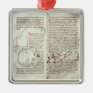 Diagrams of measurements and text (vellum) metal tree decoration