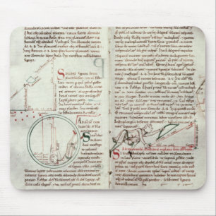 Diagrams of measurements and text (vellum) mouse mat