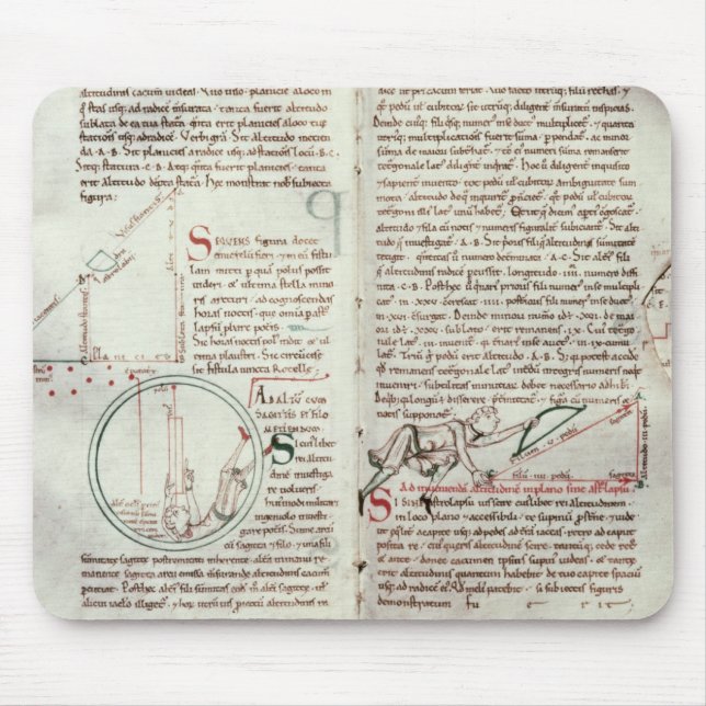 Diagrams of measurements and text (vellum) mouse mat (Front)