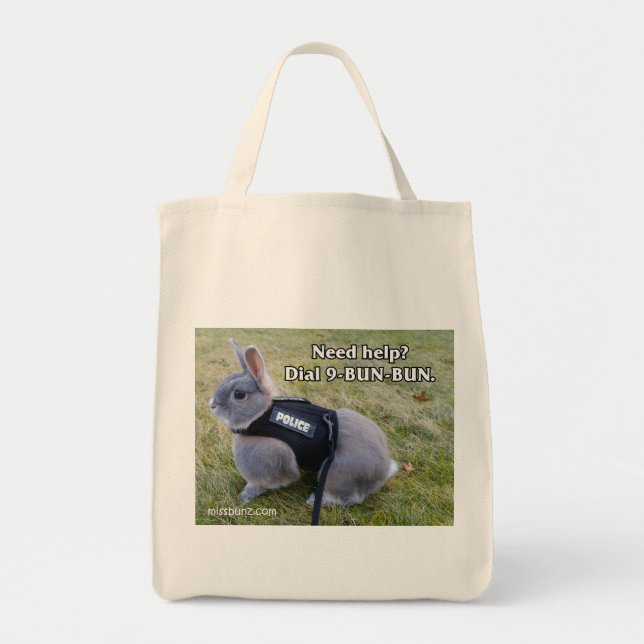 Dial 9 Bun Bun Grocery Tote Bag (Front)