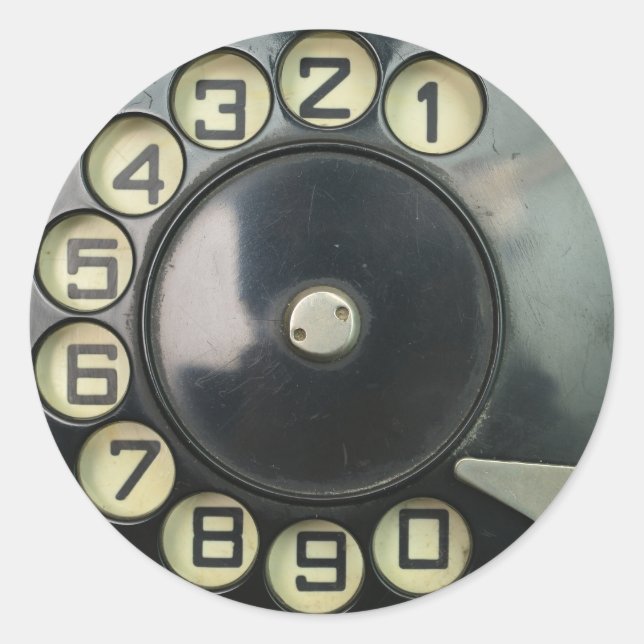 dial disk vintage retro phone number disc rotary classic round sticker (Front)