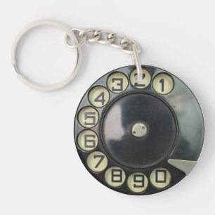 dial disk vintage retro phone number disc rotary key ring