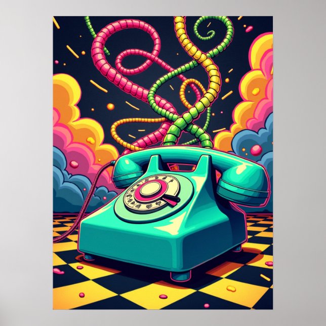 Dial Into the Neon Dream – Retro Surreal Pop Art Poster (Front)