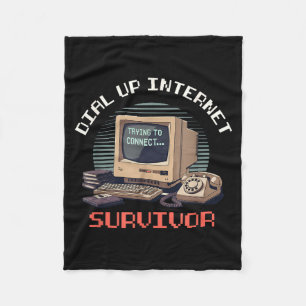 Dial Up Internet Survivor Funny Retro Computer Lov Fleece Blanket