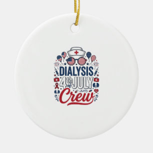 Dialysis 4th of July Crew Nurse Patriotic Shirt De Ceramic Tree Decoration