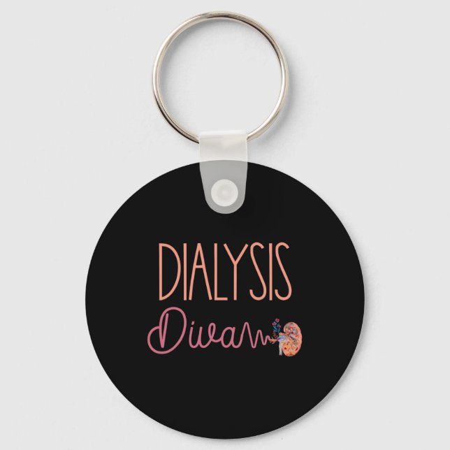 Dialysis Diva Technician Nurse Patient Cute Kidney Key Ring (Front)