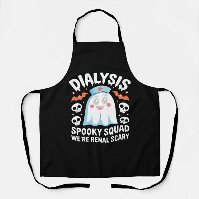 Dialysis Nephrology Nurse Cute Halloween Spooky Es Apron (Front)