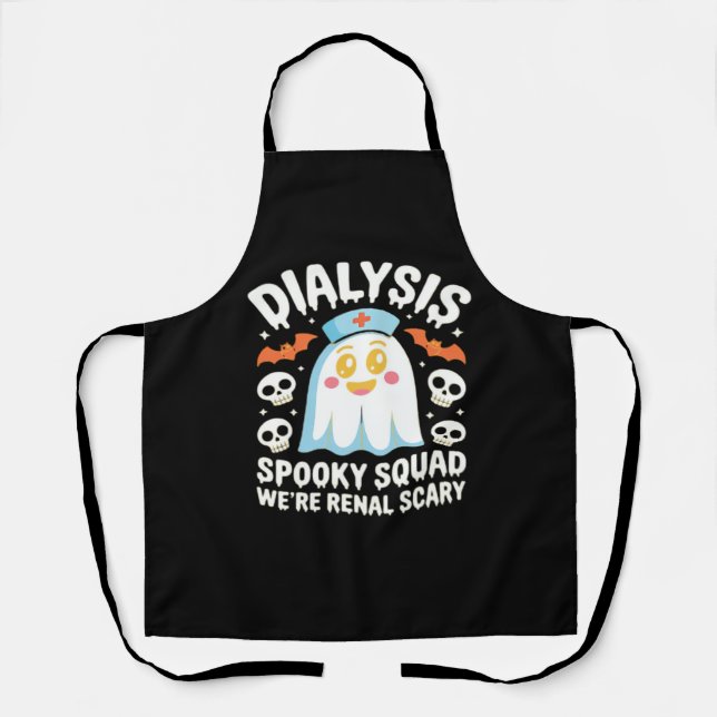 Dialysis Nephrology Nurse Cute Halloween Spooky Es Apron (Front)
