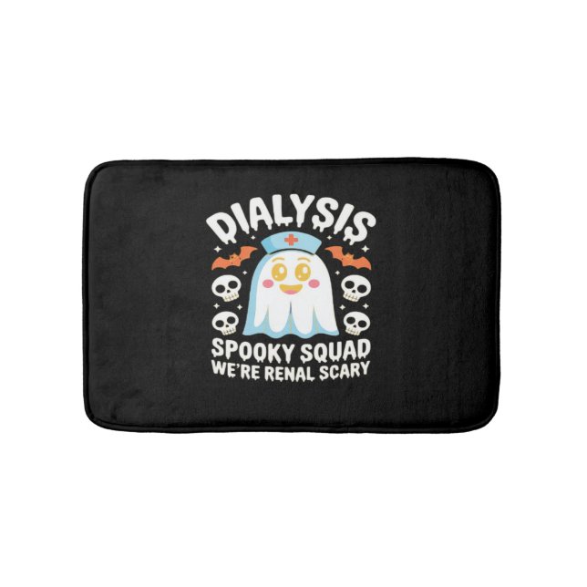 Dialysis Nephrology Nurse Cute Halloween Spooky Es Bath Mat (Front)