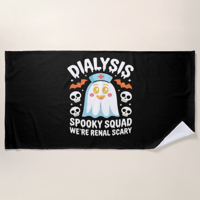 Dialysis Nephrology Nurse Cute Halloween Spooky Es Beach Towel (Front)