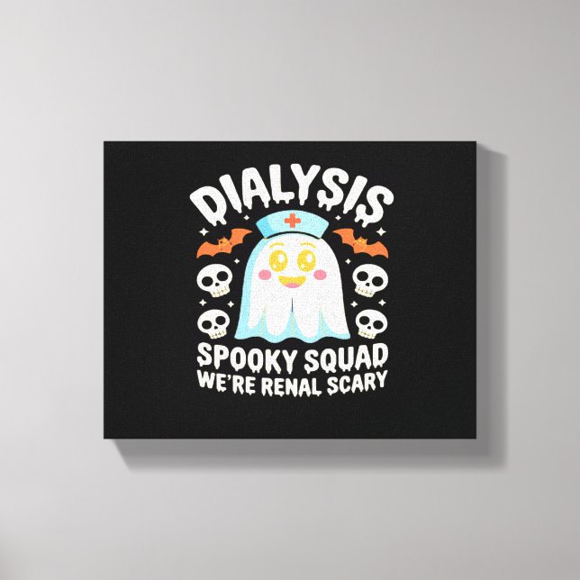 Dialysis Nephrology Nurse Cute Halloween Spooky Es Canvas Print (Front)