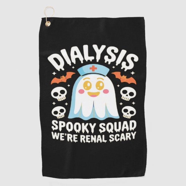 Dialysis Nephrology Nurse Cute Halloween Spooky Es Golf Towel (Front)