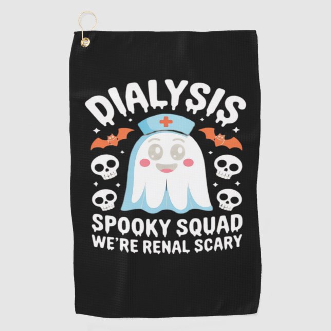 Dialysis Nephrology Nurse Cute Halloween Spooky Es Golf Towel (Front)
