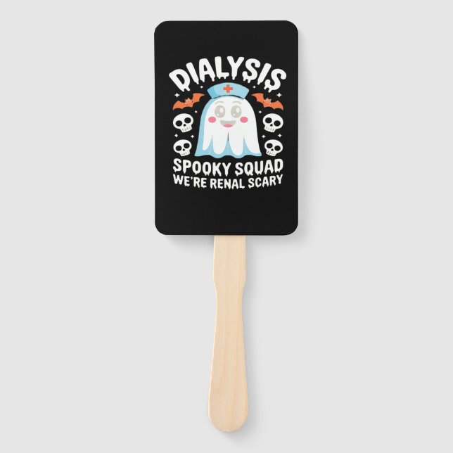 Dialysis Nephrology Nurse Cute Halloween Spooky Es Hand Fan (Front)