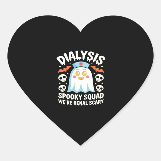 Dialysis Nephrology Nurse Cute Halloween Spooky Es Heart Sticker (Front)