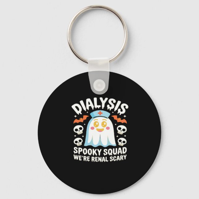Dialysis Nephrology Nurse Cute Halloween Spooky Es Key Ring (Front)
