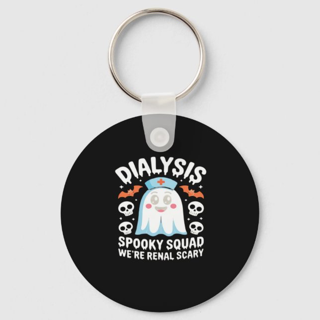 Dialysis Nephrology Nurse Cute Halloween Spooky Es Key Ring (Front)