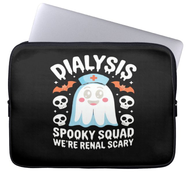 Dialysis Nephrology Nurse Cute Halloween Spooky Es Laptop Sleeve (Front)
