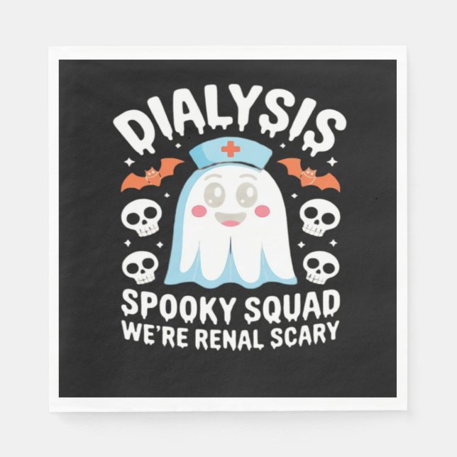 Dialysis Nephrology Nurse Cute Halloween Spooky Es Napkin (Front)