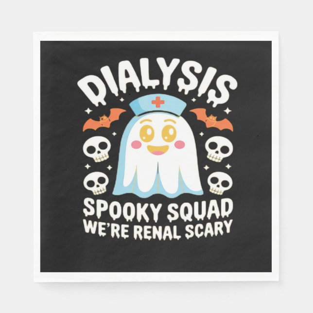 Dialysis Nephrology Nurse Cute Halloween Spooky Es Napkin (Front)