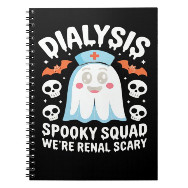 Dialysis Nephrology Nurse Cute Halloween Spooky Es Notebook (Front)