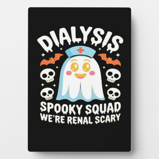 Dialysis Nephrology Nurse Cute Halloween Spooky Es Plaque (Front)