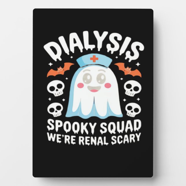 Dialysis Nephrology Nurse Cute Halloween Spooky Es Plaque (Front)
