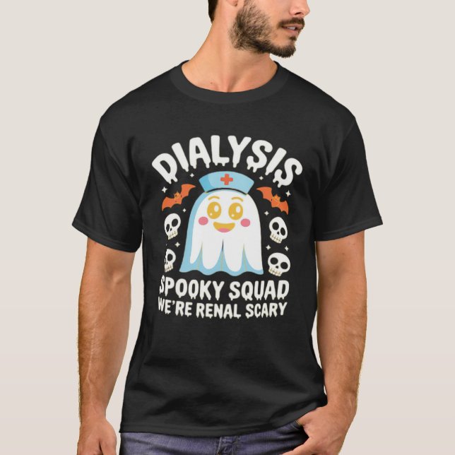 Dialysis Nephrology Nurse Cute Halloween Spooky Es T-Shirt (Front)