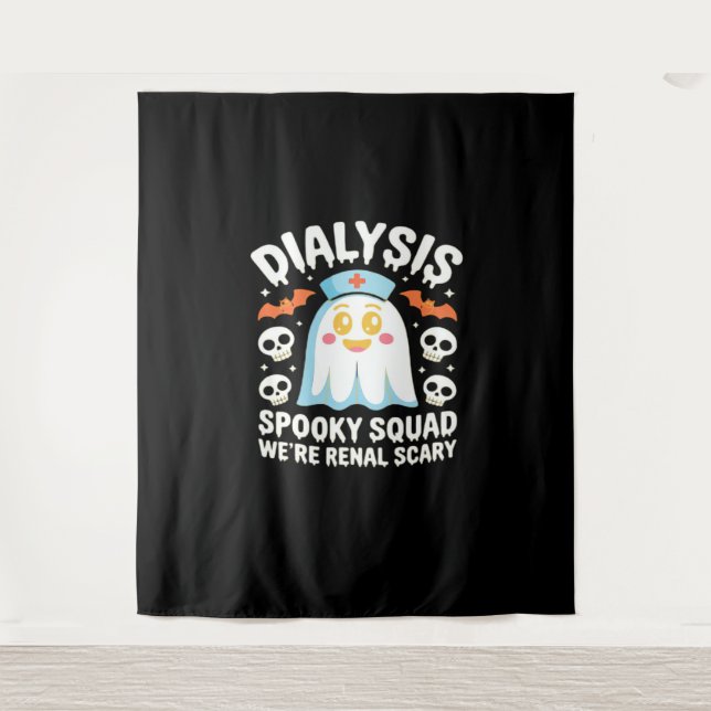 Dialysis Nephrology Nurse Cute Halloween Spooky Es Tapestry (Front)