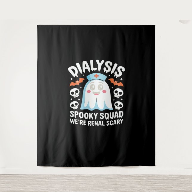 Dialysis Nephrology Nurse Cute Halloween Spooky Es Tapestry (Front)