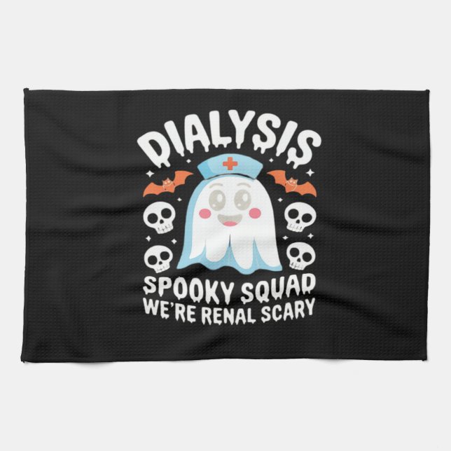 Dialysis Nephrology Nurse Cute Halloween Spooky Es Tea Towel (Horizontal)