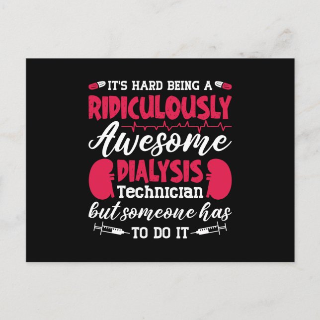 Dialysis Nurse Awesome Dialysis Technician Tech Postcard (Front)