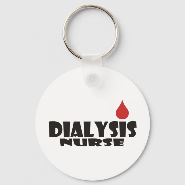 Dialysis Nurse Blood Drop Dot Key Ring (Front)