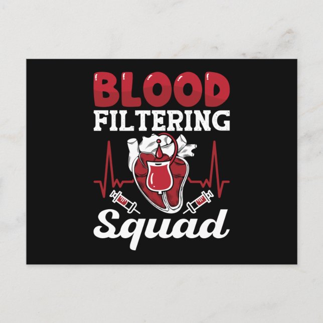 Dialysis Nurse Blood Filtering Squad Nephrology Postcard (Front)