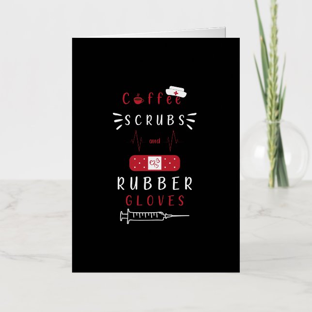 Dialysis Nurse Coffee Scrubs And Rubber Gloves Foil Greeting Card (Front)