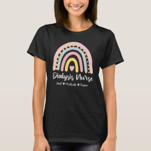 Dialysis Nurse Heal Motivate Inspire Boho Rainbow T-Shirt