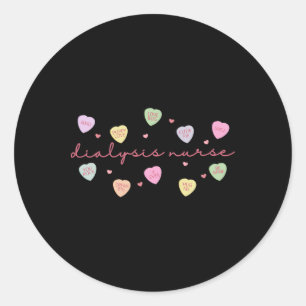 Dialysis Nurse Heart Valentine Day Nephrology Tech Classic Round Sticker